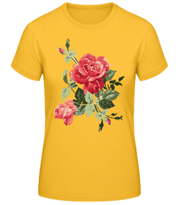 Red Roses Pink - Camiseta básica de mujer - Amarillo dorado - delante