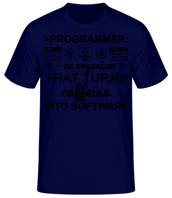 Caffeine Into Software - Men's Basic T-Shirt - Navy - Front