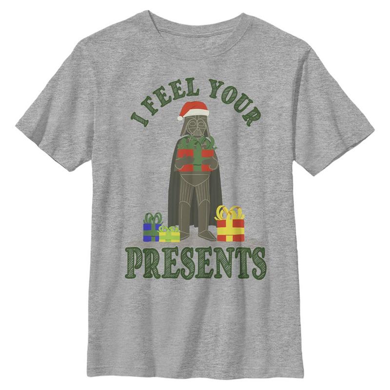 Preview: Star Wars - Darth Vader Darth Presents - Christmas - Kids T-Shirt - Heather grey - Front