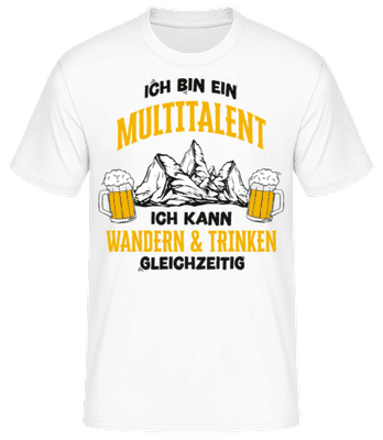Multitalent Wandern Und Trinken - Männer Basic T-Shirt - Weiß - Vorne