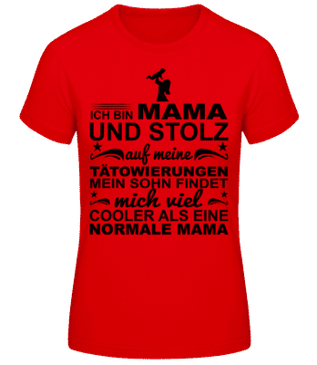 Ich Bin Eine Tättoowierte Mama Sohn - Frauen Basic T-Shirt - Rot - Vorne