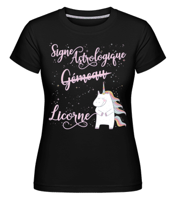 Signe Astrologique Licorne Gémeau -  T-shirt Shirtinator femme - Noir - Devant
