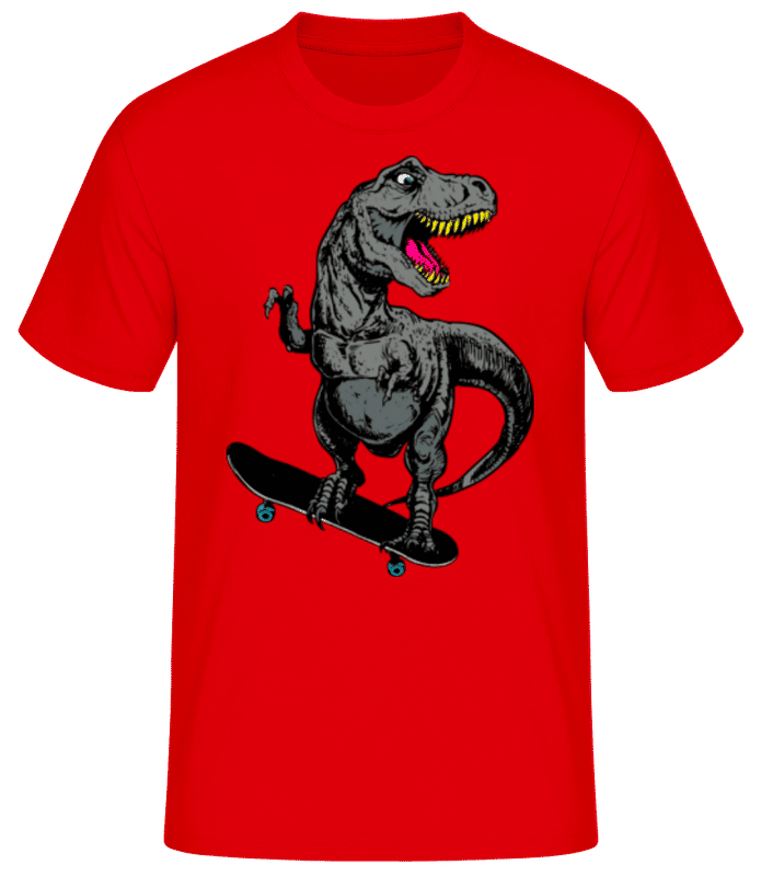 Vorschau: T-Rex Skater - Männer Basic T-Shirt - Rot - Vorne