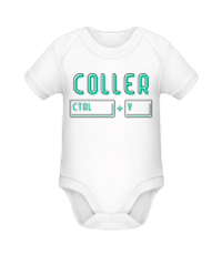 Coller Ctrl + V - Body manches courtes bio - Blanc - Devant