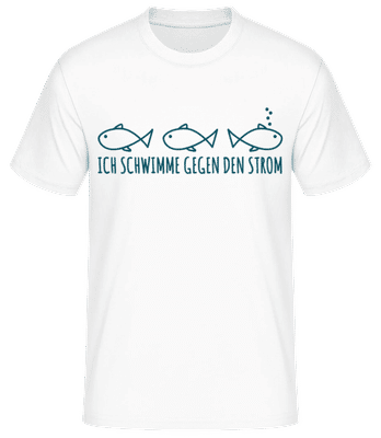 Schwimm Gegen Den Strom - Männer Basic T-Shirt - Weiß - Vorne