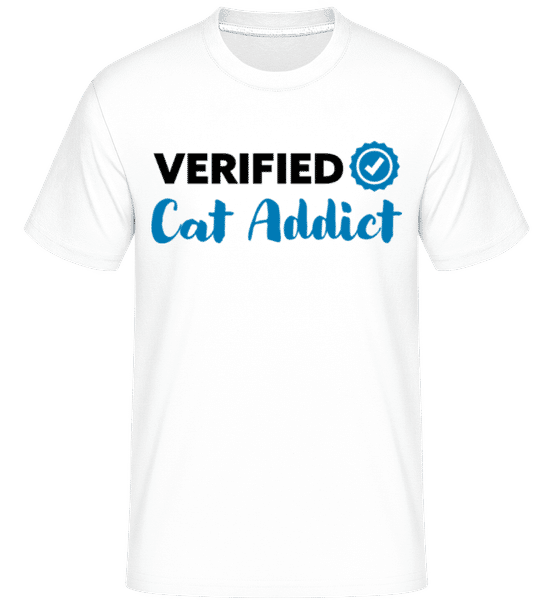 Aperçu: Verified Cat Addict -  T-Shirt Shirtinator homme - Blanc - Devant