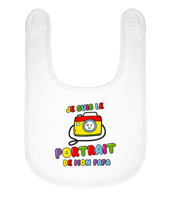 Je Suis LePortrait De Mon Papa - Bavoir Bébé bio - Blanc - Devant