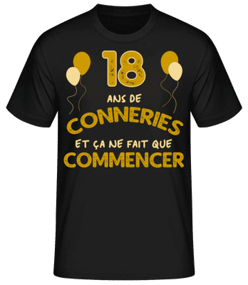 18 Ans De Conneries - T-shirt standard Homme - Noir - Devant