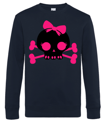 Boucle rose tête de mort emo - Sweat-shirt standard pour homme - Bleu marine - Devant