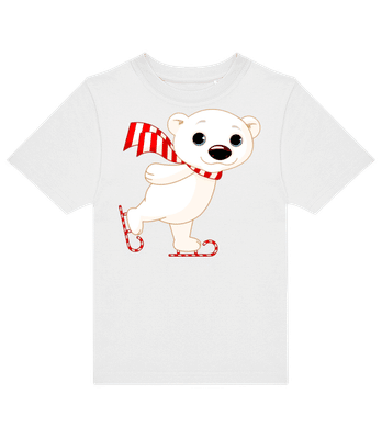 Schlittschuh Eisbär - Kinder T-Shirt B&C - Weiß - Vorne