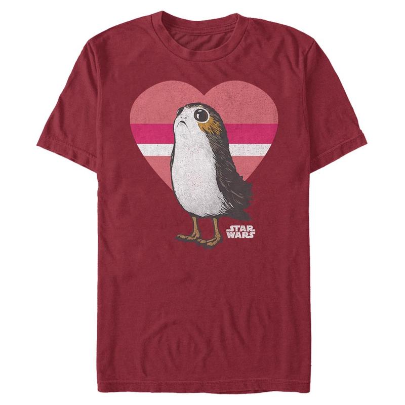 Preview: Star Wars - The Force Awakens - Porg Love - Valentine's Day - Men's T-Shirt - Cherry - Front