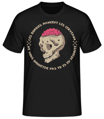 Les Zombies Mangent Les Cerveaux - T-shirt standard Homme - Noir - Devant