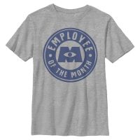 Pixar - Příšerky - Logo Employee Badge - Dětské Tričko - Melírově šedá - Napřed