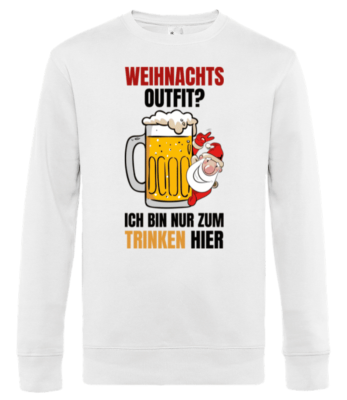 Vorschau: Bin Nur Zum Trinken Hier - Männer Standard Pullover - Weiß - Vorne