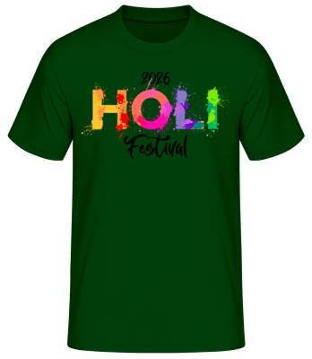 Holi Festival 2026 - Camiseta básica para hombre - Verde botella - delante