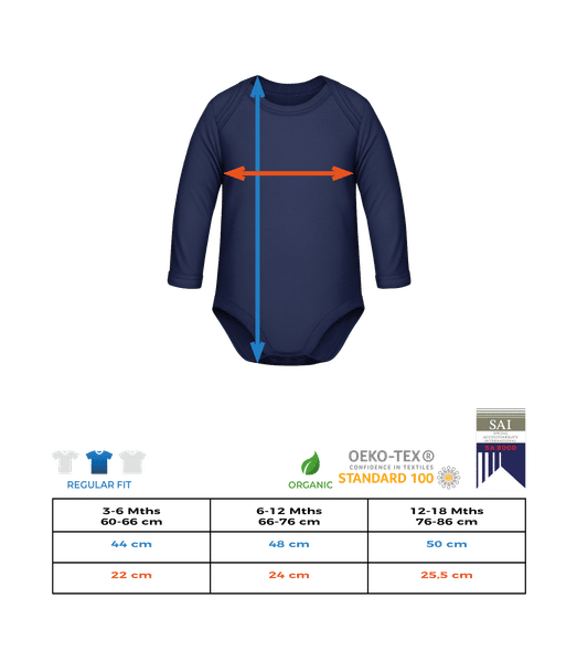 Süßer Eisbär - Baby Bio Strampler Longsleeve - Größentabelle