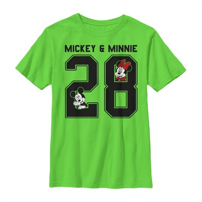 Disney - Mickey Mouse - Minnie Mouse Mickey Minnie Collegiate - Detské Tričko - Limetková - Predné
