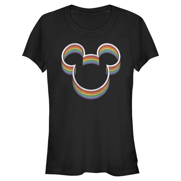 Aperçu: Disney Classics - Mickey Mouse - Mickey Rainbow Ears - Femme T-shirt - Noir - Devant