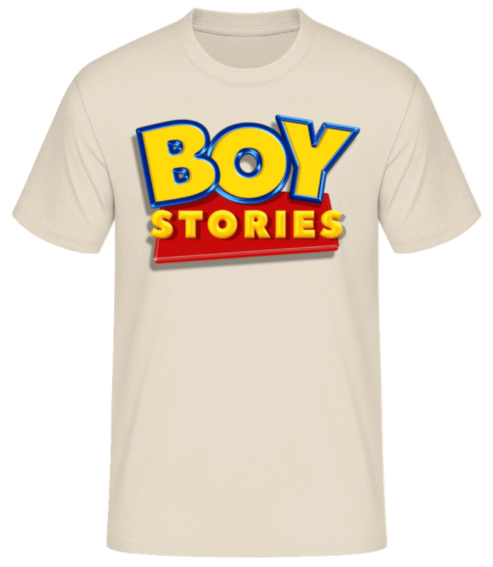 Vista previa: Boy Stories - Camiseta básica para hombre - Crema - delante
