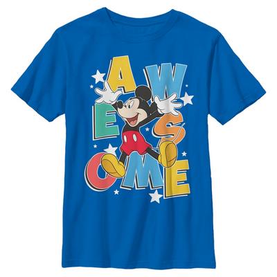 Disney - Mickey Mouse - Mickey Mouse Awesome Jumps - Enfant T-shirt - Bleu royal - Devant