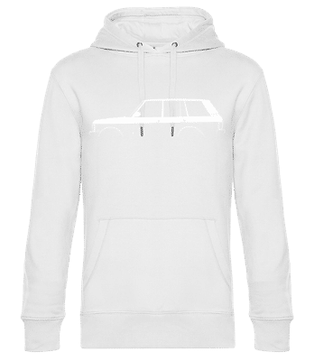 'Range Rover (1986)' Silhouette - Pánska štandardná mikina s kapucňou - Biela - Predné