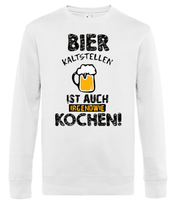 Vorschau: Bier Kaltstellen Ist Wie Kochen - Männer Standard Pullover - Weiß - Vorne