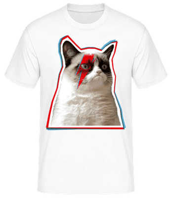 Grumpy Bowie Cat - Men's Basic T-Shirt - White - Front
