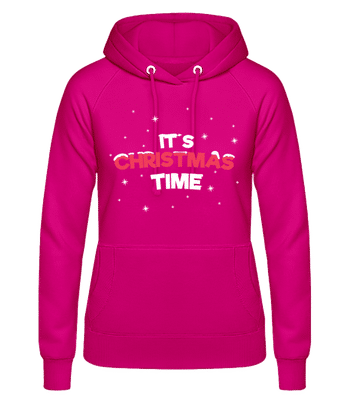 It's Christmas Time - Sudadera básica con capucha para mujer - Fucsia - delante