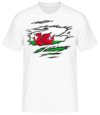  Drapeau déchiré Pays de Galles - T-shirt standard Homme - Blanc - Devant