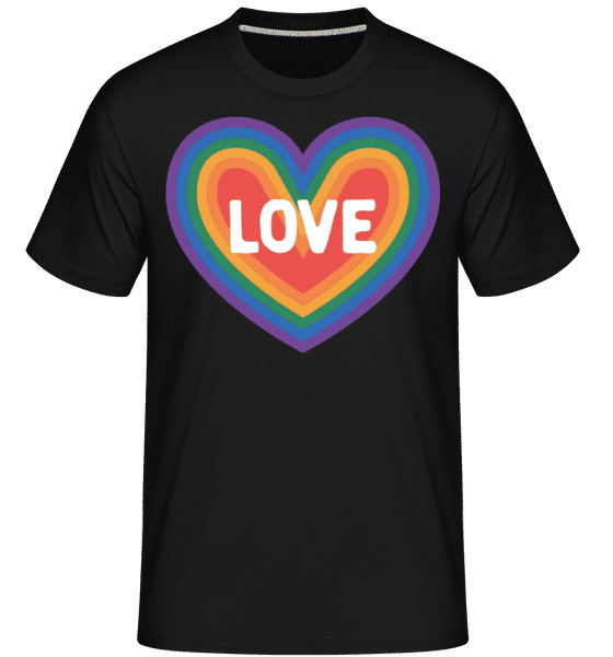 Aperçu: Love Rainbow Heart -  T-Shirt Shirtinator homme - Noir - Devant