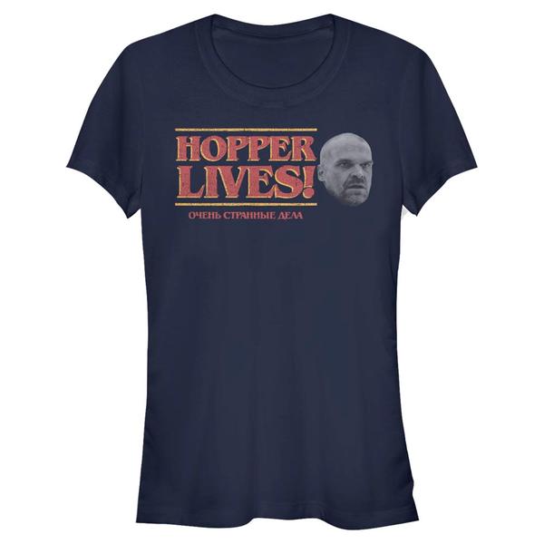 Aperçu: Netflix - Stranger Things - Logo Hopper Lives - Femme T-shirt - Bleu marine - Devant