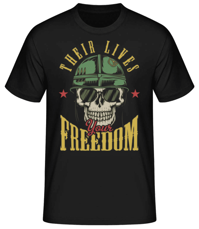 Vista previa: Their Lives Your Freedom - Camiseta básica para hombre - Negro - delante