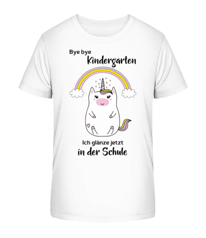 Vorschau: Bye Bye Kindergarten Einhorn - Kinder Bio T-Shirt Stanley Stella 2.0 - Weiß - Vorne
