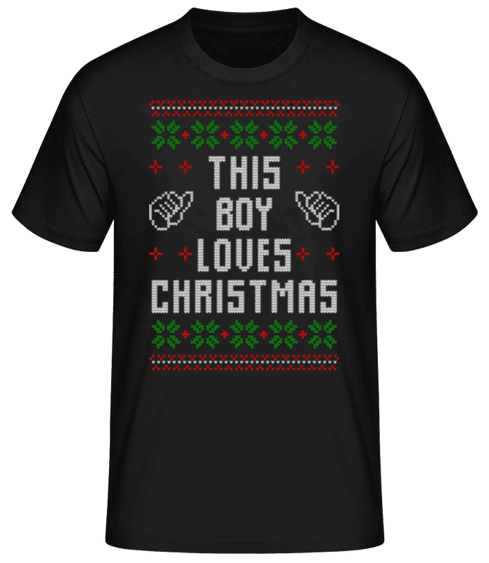 Náhľad: This Boy Loves Christmas - Pánske basic tričko - Čierna - Predné