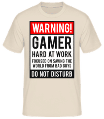 Warning Gamer Hard At Work · Männer Basic T-Shirt