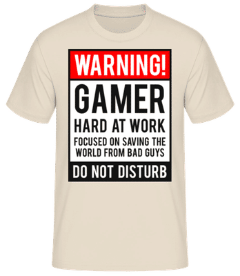 Warning Gamer Hard At Work - Pánské basic tričko - Krémová - Napřed
