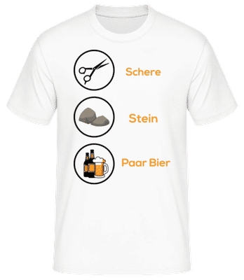 Schere Stein Paar Bier Buttons - Männer Basic T-Shirt - Weiß - Vorne