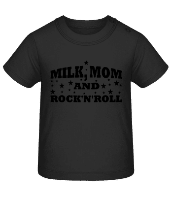 Mlieko Mom a rokenrolu - Tričko pre bábätká - Čierna - Predné