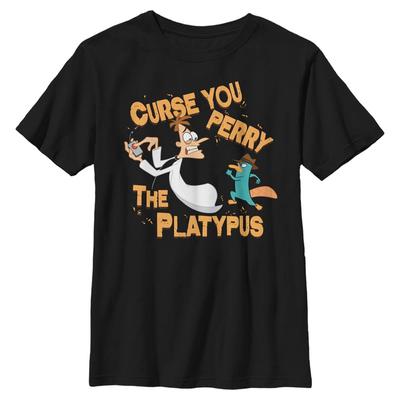 Disney Classics - Phineas und Ferb - Doof & Agent P Curse you - Kinder T-Shirt - Schwarz - Vorne