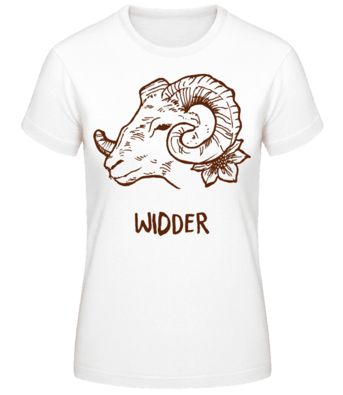 Vorschau: Kritzel Stil Sternzeichen Widder - Frauen Basic T-Shirt - Weiß - Vorne