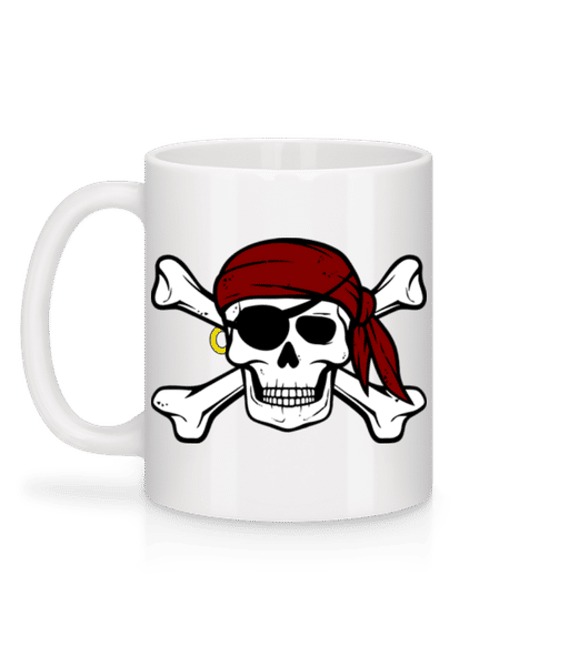 Vorschau: Piraten Totenkopf - Tasse - Weiß - Hinten