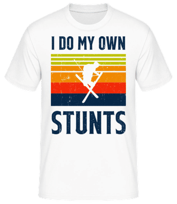 I Do My Own Stunts - Männer Basic T-Shirt - Weiß - Vorne