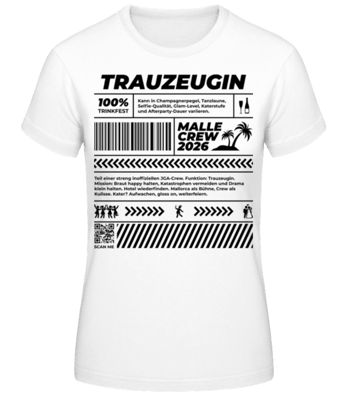 Vorschau: JGA Trauzeugin Malle Crew 2026 - Frauen T-Shirt B&C - Weiß - Vorne