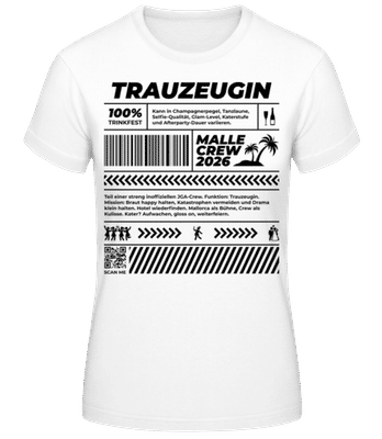 JGA Trauzeugin Malle Crew 2026 - Frauen T-Shirt B&C - Weiß - Vorne