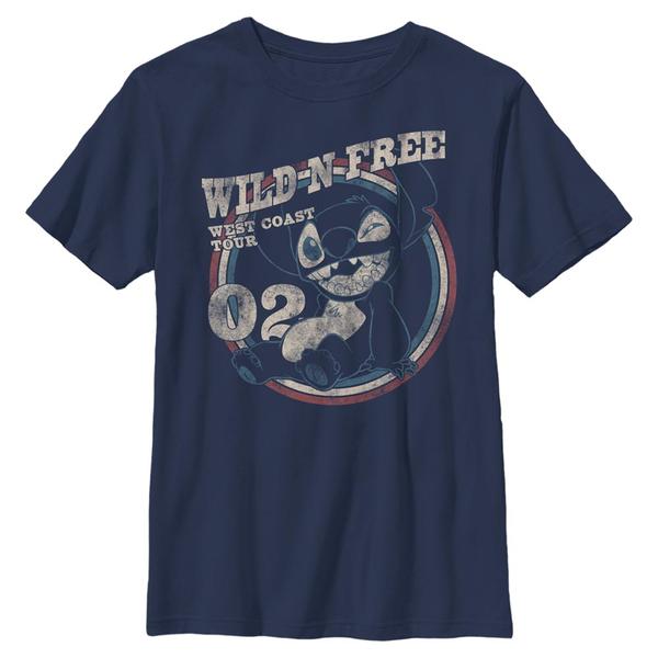 Aperçu: Disney - Lilo & Stitch - Stitch Americana Circle - Enfant T-shirt - Bleu marine - Devant