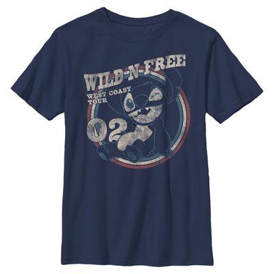 Disney - Lilo & Stitch - Stitch Americana Circle - Enfant T-shirt - Bleu marine - Devant