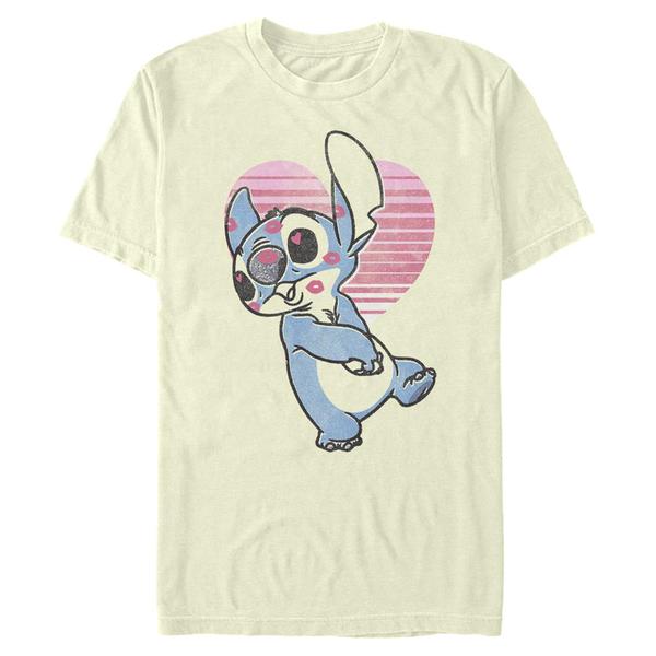 Aperçu: Disney Classics - Lilo & Stitch - Stitch Kissy Faced - Valentine's Day - Homme T-shirt - Crème - Devant