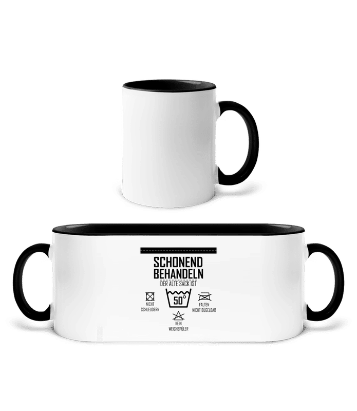 Vorschau: Der Alte Sack Ist 50 - Tasse zweifarbig - Weiß / Schwarz - Vorne