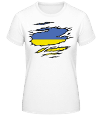 Roztrhaná Vlajka Ukrajiny - Dámské basic tričko - Bílá - Napřed