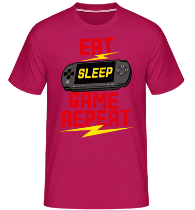 Eat Sleep Game Repeat -  Shirtinator Men's T-Shirt - Magenta - Front